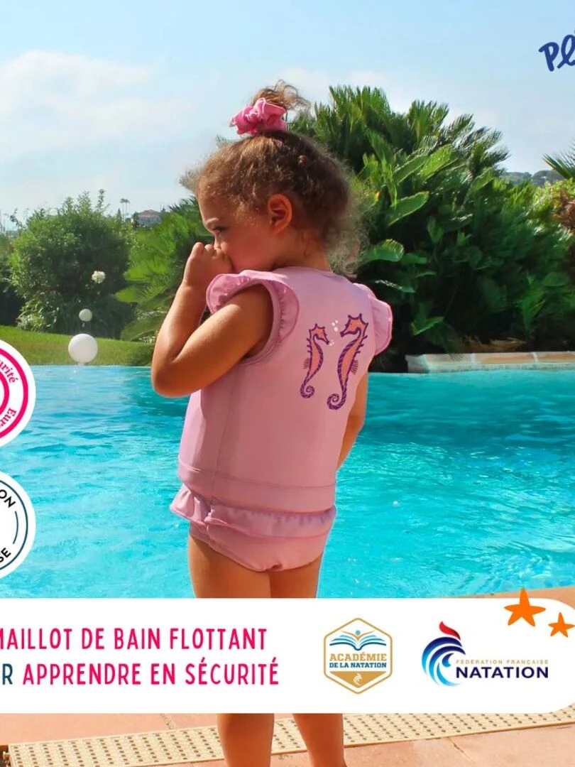Maillot de Bain Hippocampe avec Flotteurs   Accessoire de Natation Fille   Parme