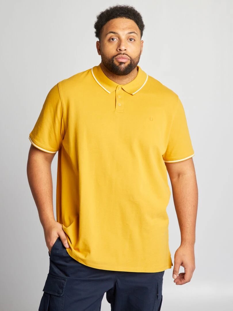 Polo en coton à contrastes Jaune