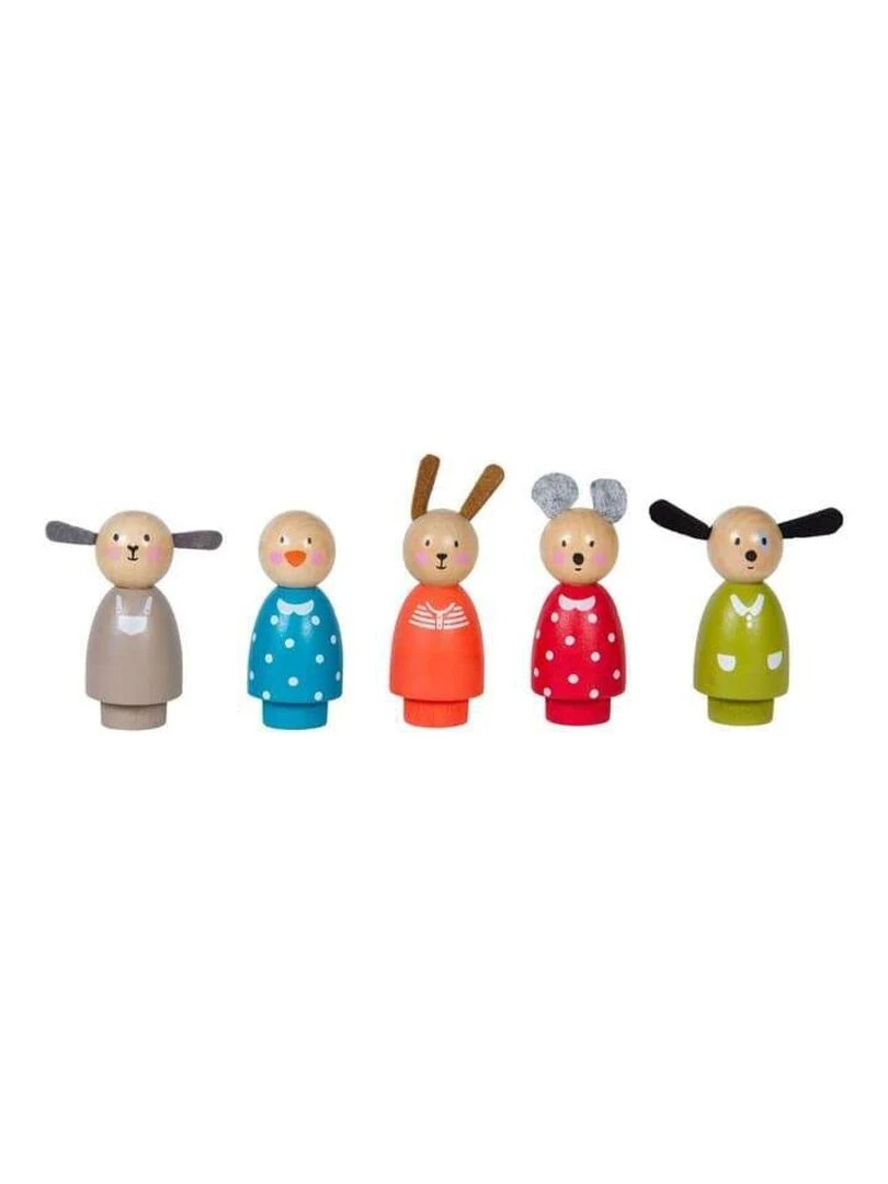 Set de 5 personnages en bois La grande famille N/A