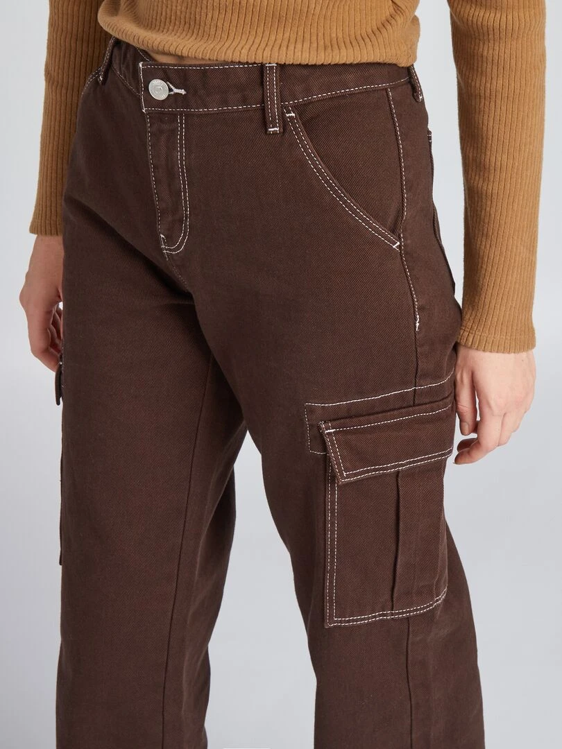 Pantalon avec poches à rabats   Marron