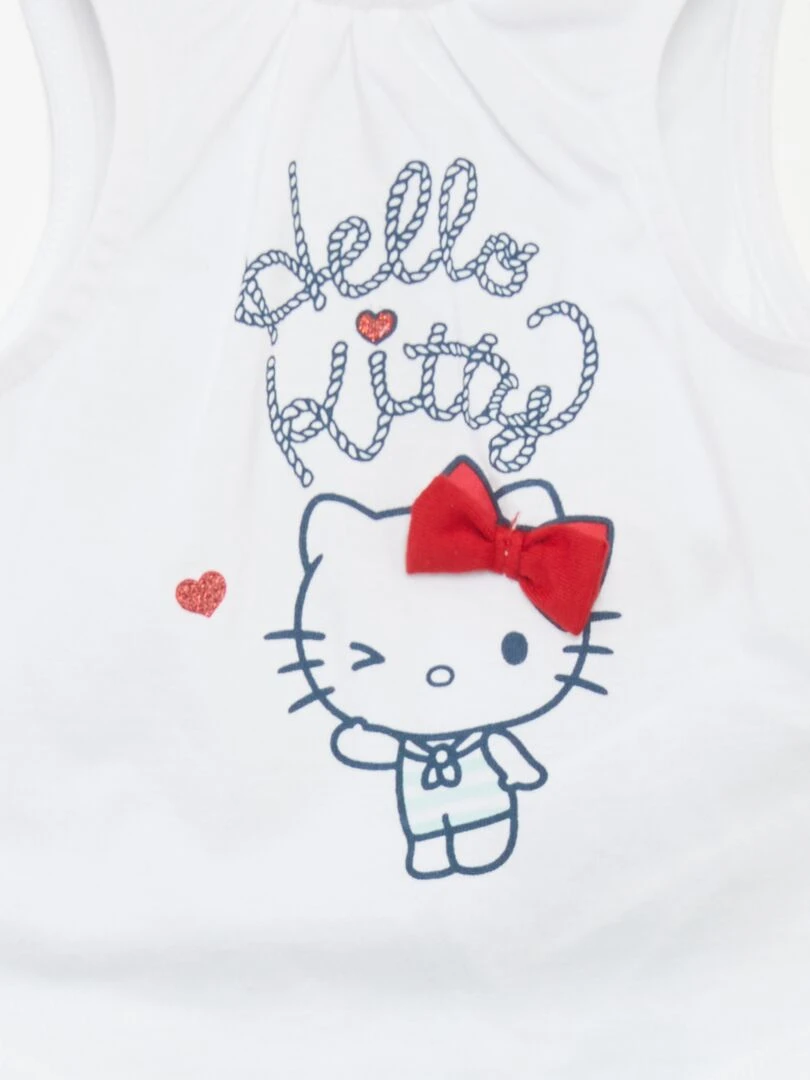 Ensemble débardeur + short 'Hello Kitty' Blanc/bleu