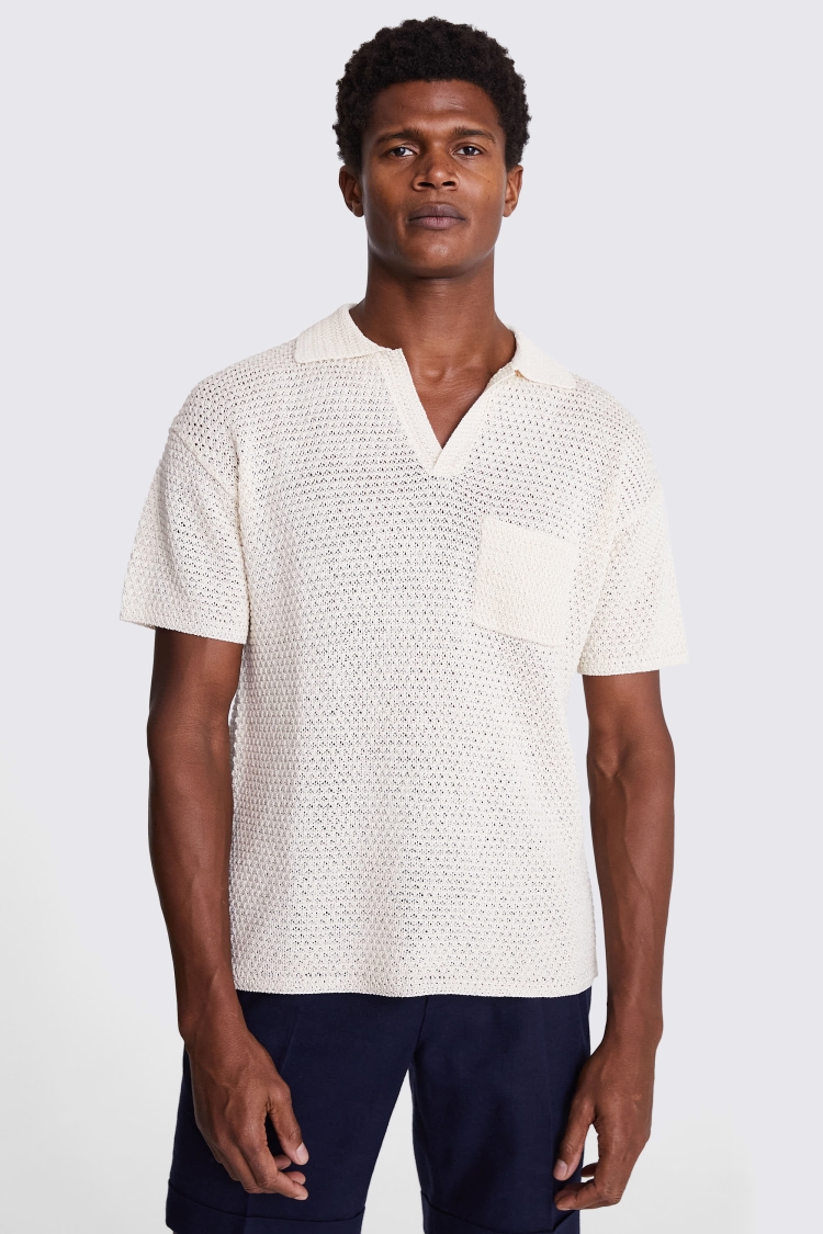 Linen Blend Pink Skipper Polo   Buy Online at Moss