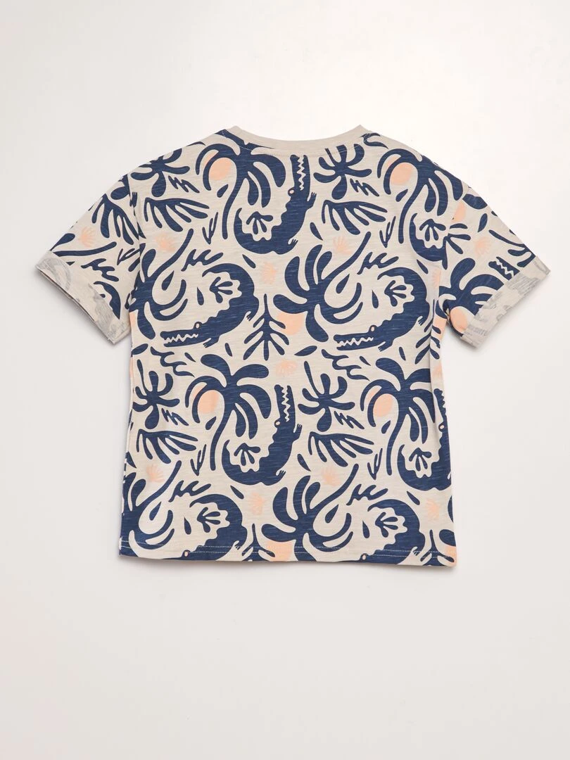 T shirt imprimé forme loose   Gris croco