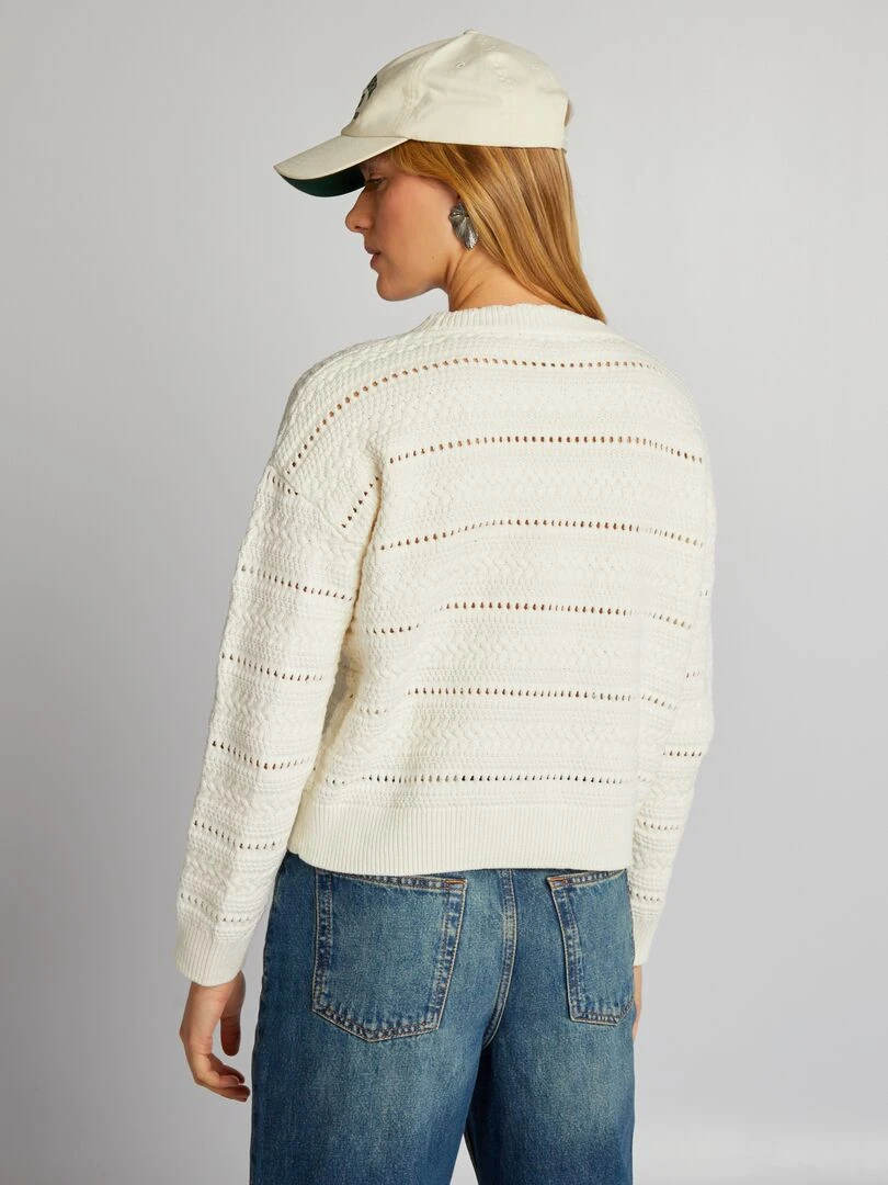 Pull en maille ajourée   blanc