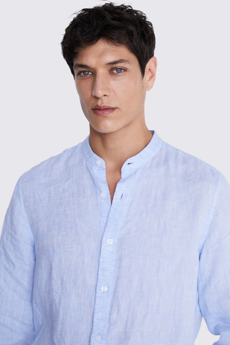 Tailored Fit Sky Linen Shirt   Buy Online at Moss