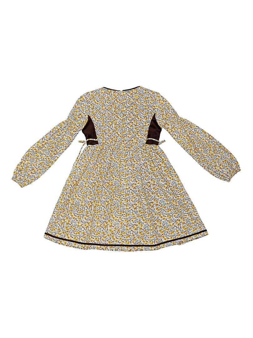 Robe Fleurie Liberty Jaune  Marron Fille  MARGOT   'LA FAUTE A VOLTAIRE'   Jaune
