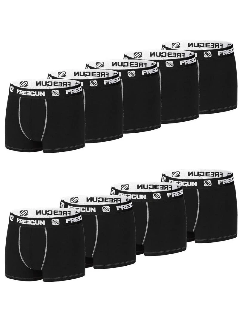 Lot de 9 Boxers homme en coton Freegun Noir