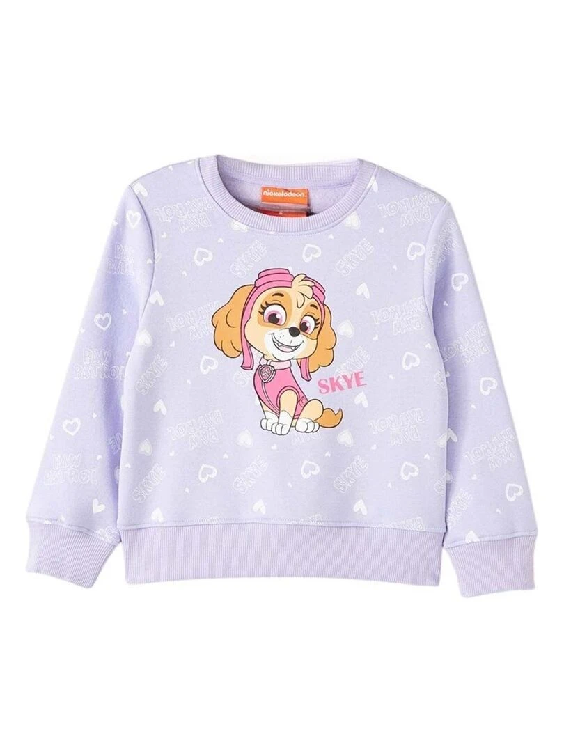 La Pat' Patrouille Sweat fille imprimé La Pat' Patrouille en coton Violet