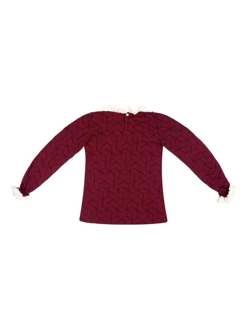 Tee shirt Manches Longues Fille  Rouge Bleu   CAMILLE   'LA FAUTE A VOLTAIRE'   Rouge