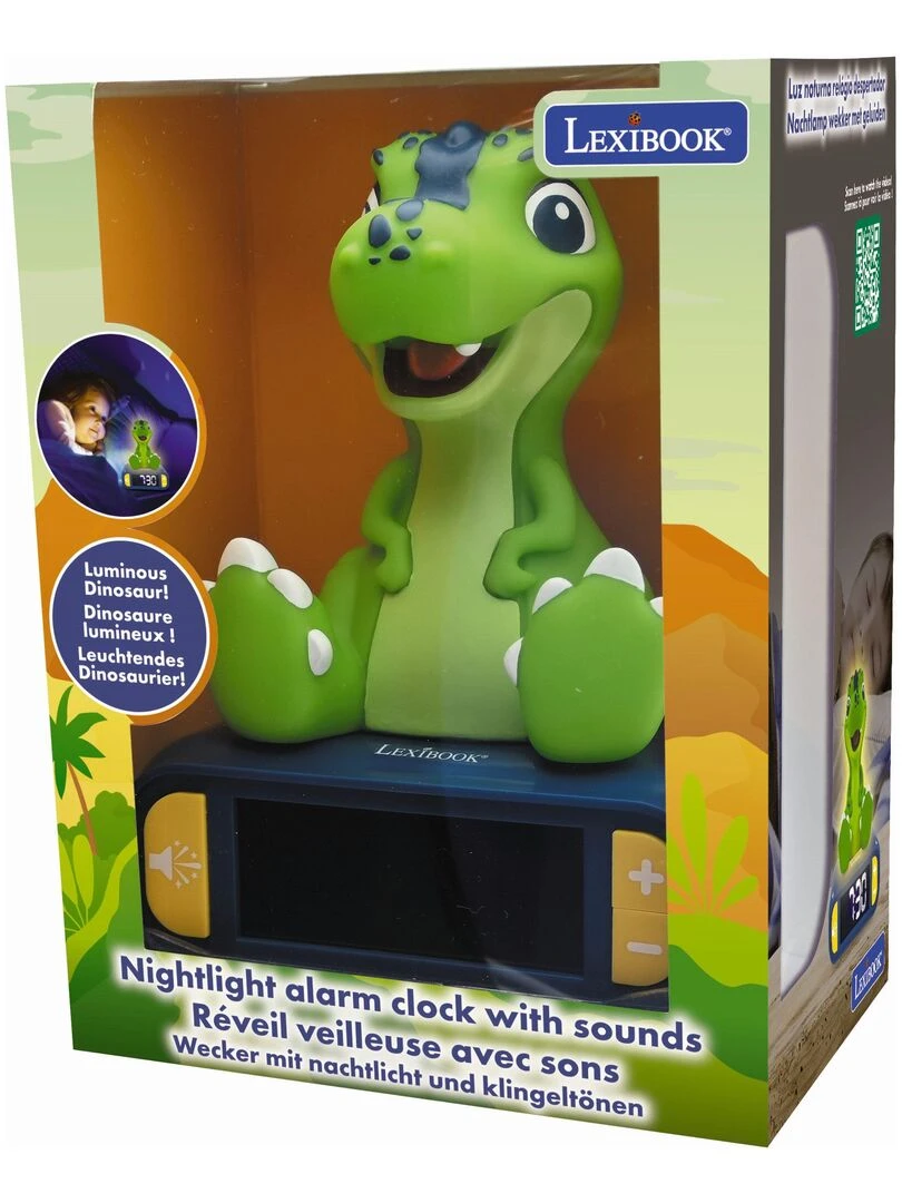 Réveil digital avec veilleuse lumineuse Dinosaure en 3D et effets sonores   N/A