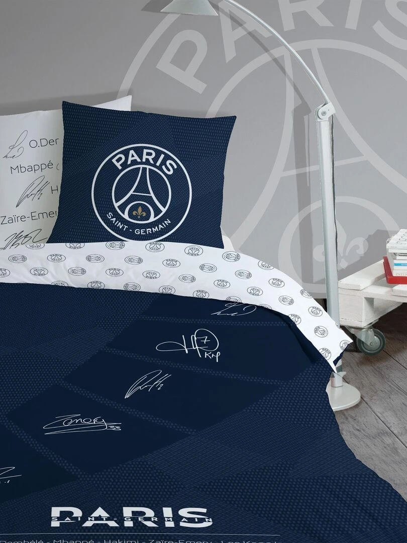 Parure de lit imprimée 100% coton PSG STARS Bleu nuit