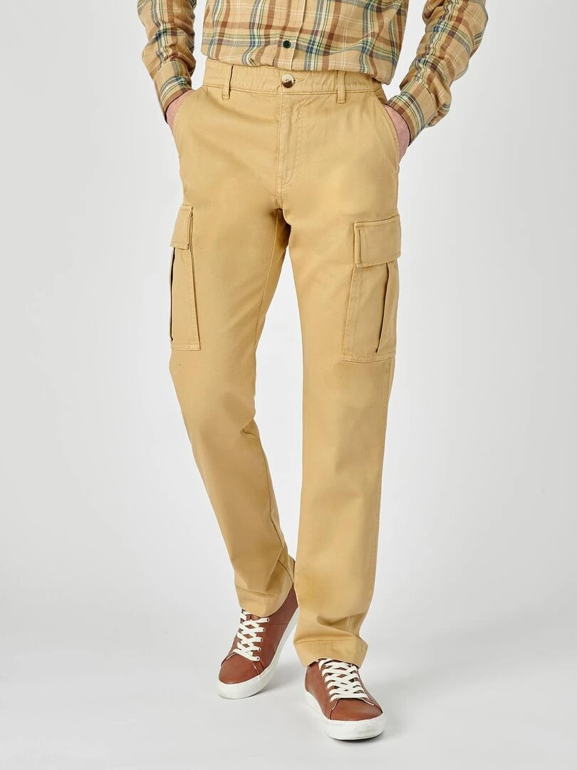 Pantalon forme cargo toile natté Damart Beige