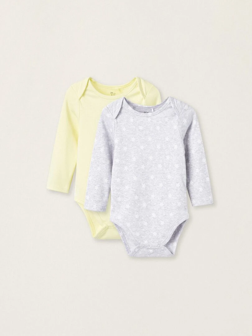 Pack 2 Bodies en Coton pour Bébé Fille 'Little Star' manches longues UNDER THE STARS Multicolore