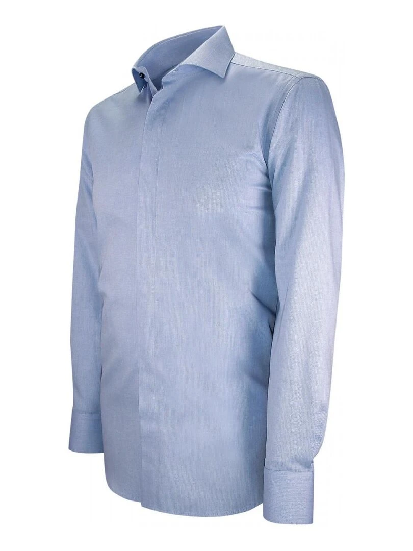 Chemise business oxford gorge cachée LUIGI   Bleu