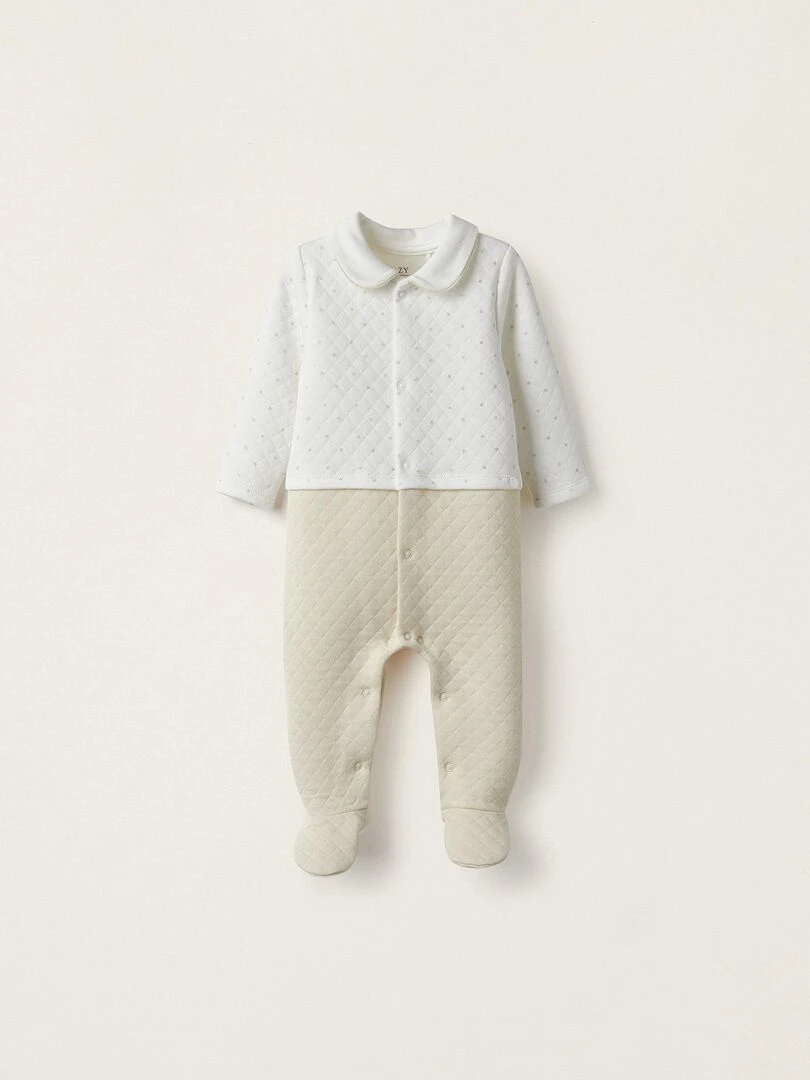 Grenouillère avec pieds rembourrés pour nouveau né manches longues EARLY BLOOM Blanc