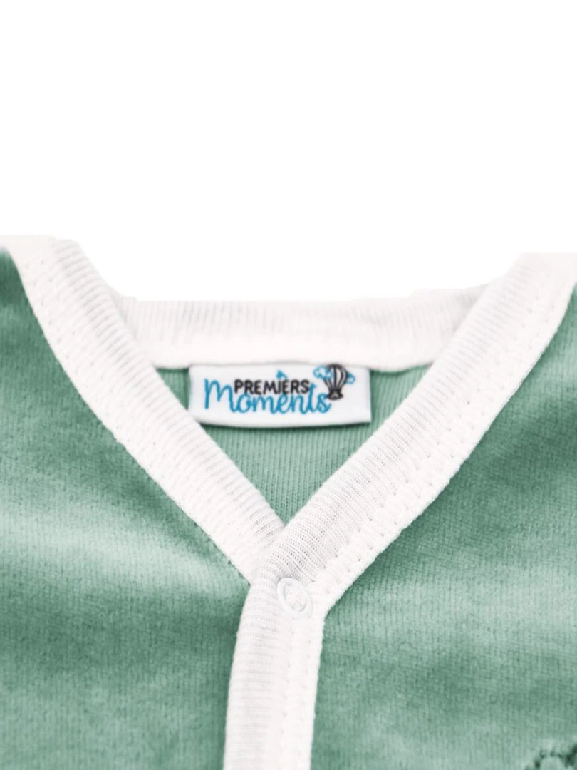 Pyjama velours   100% coton biologique   1 à 6 mois   Gris