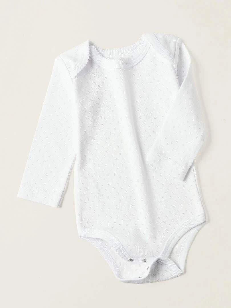 Pack 4 Bodies en coton pour nouveau né et bébé manches longues ESSENTIALS LINE   Blanc