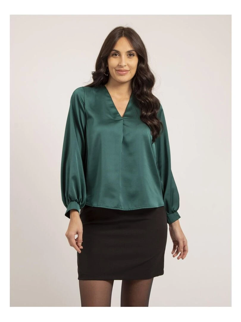Blouse satin OXANIE Vert forêt