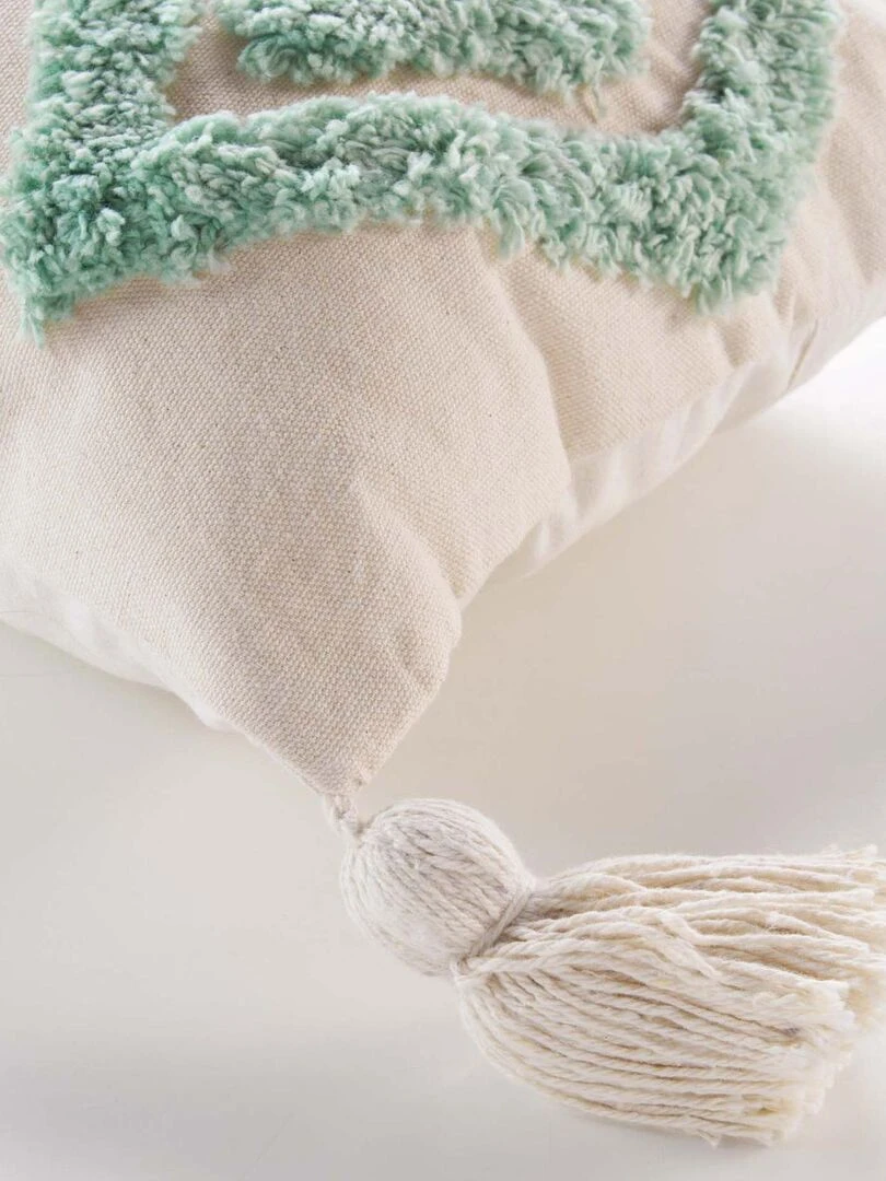Coussin déhoussable à motifs tuftés Vert sapin