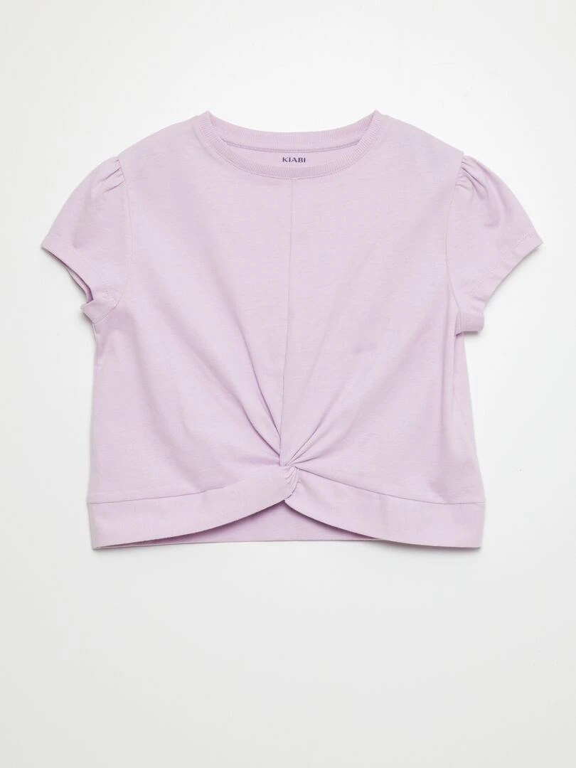 Tee shirt noué devant Violet