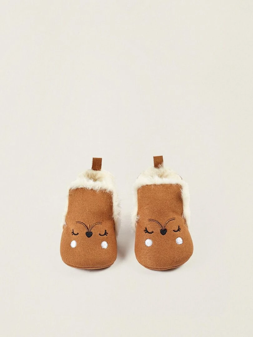 Chaussures en cuir pour nouveau né AUSTRALIANA Beige foncé