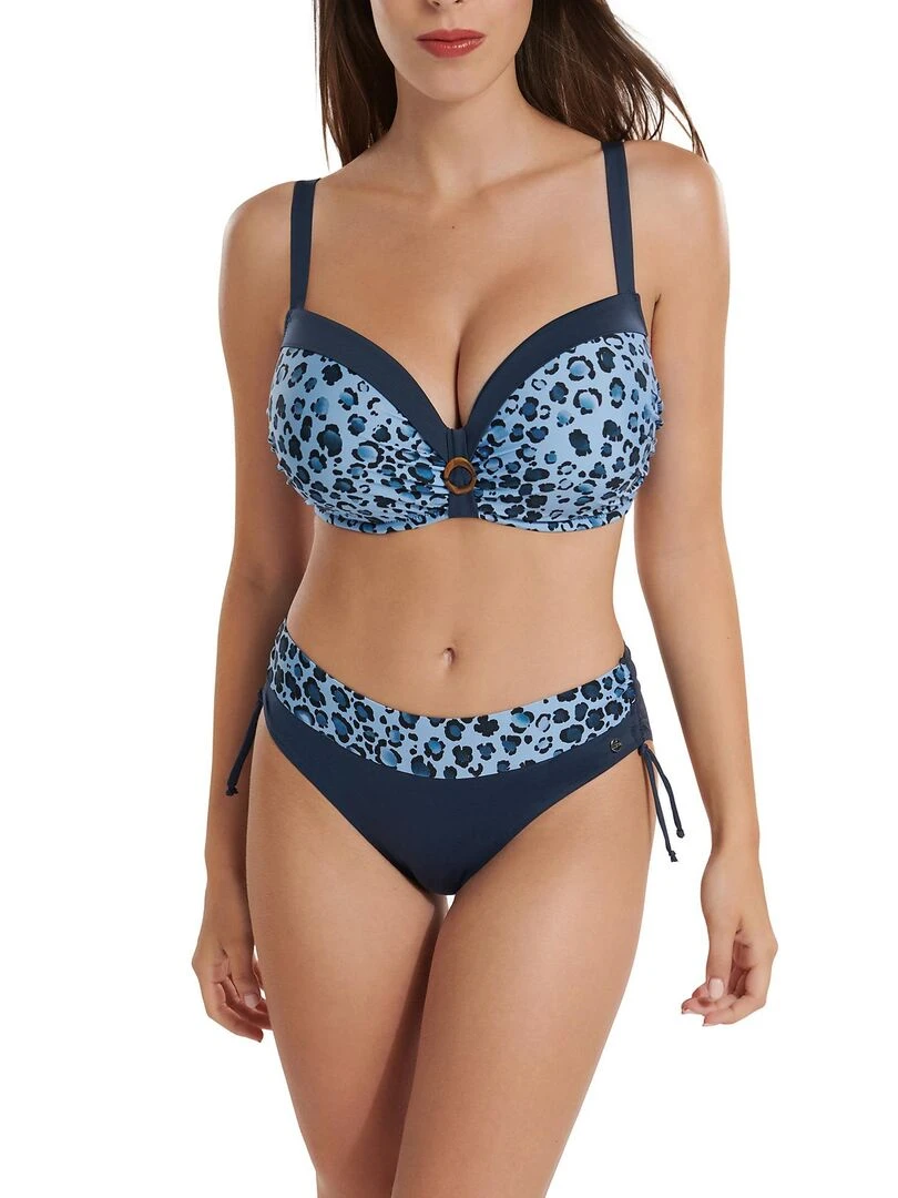 Bas maillot slip de bain taille haute côtés réglables Veracruz   Bleu