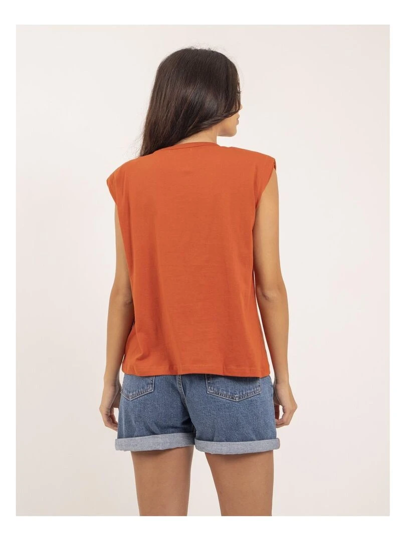 T shirt col rond sans manches FROZEN Rouge brique