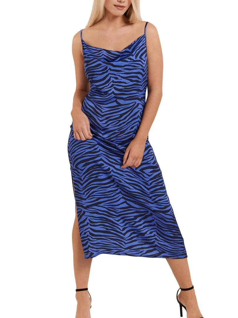 Robe estivale mi longue fines bretelles Lima Bleu