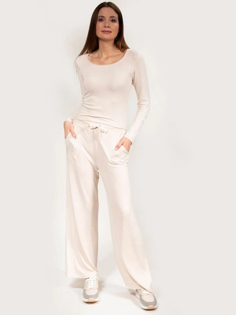 Pantalon large Femme Beige   Beige