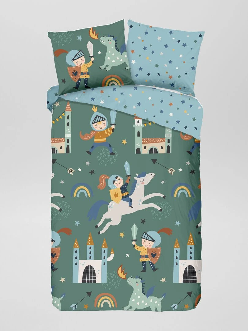 Parure de lit 'chevalier'   1 personne   Vert