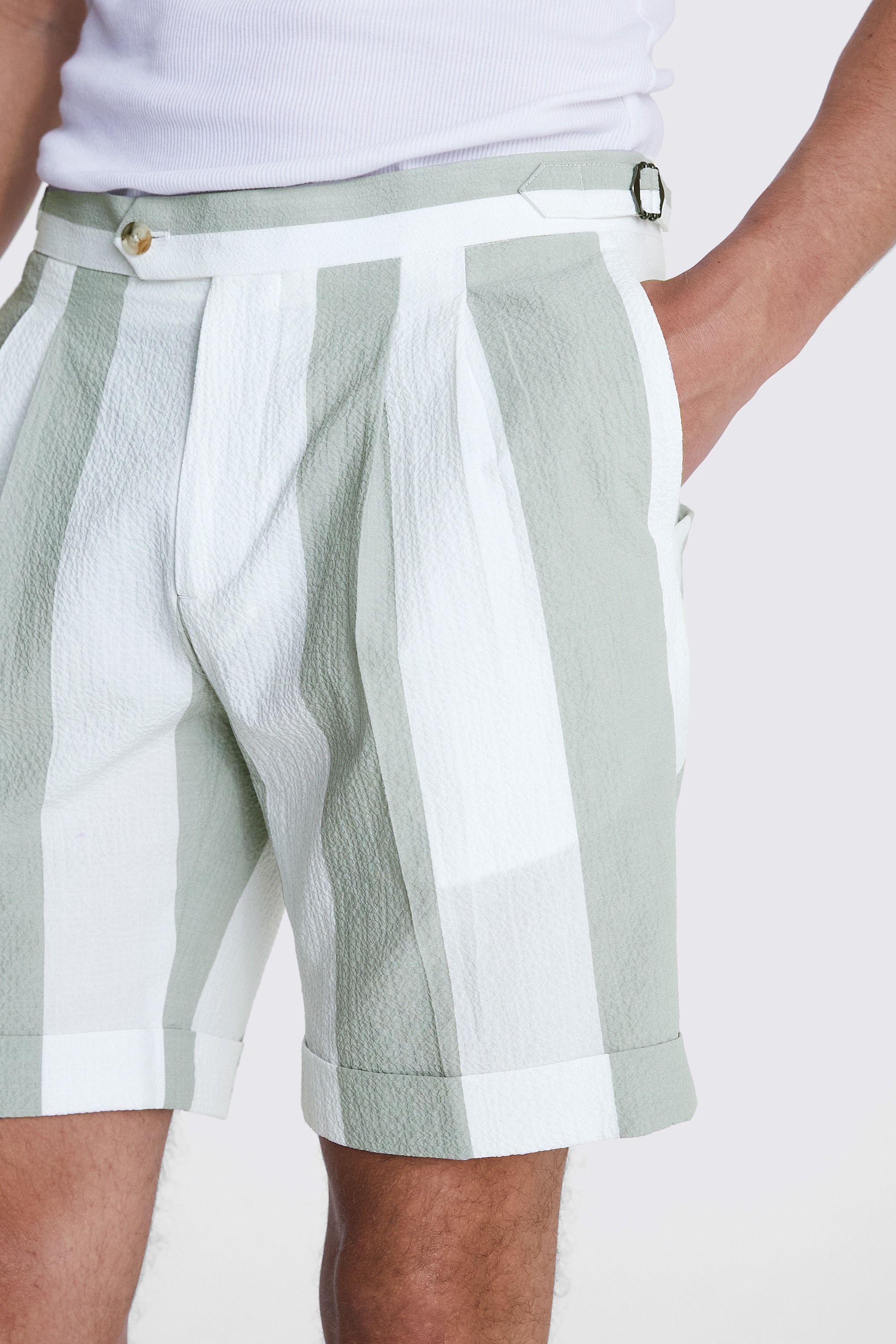 Sage Striped Seersucker Shorts   Buy Online at Moss