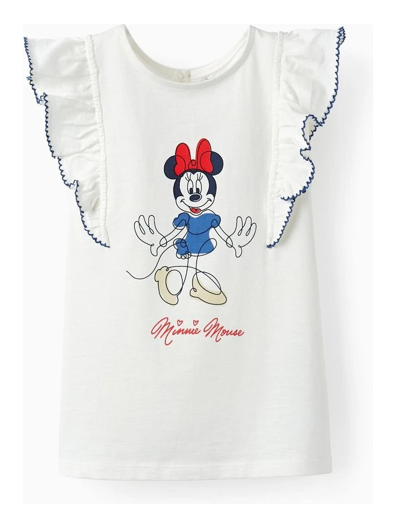 T shirt en coton pour fille 'Minnie Mouse' manches courtes MINNIE Blanc
