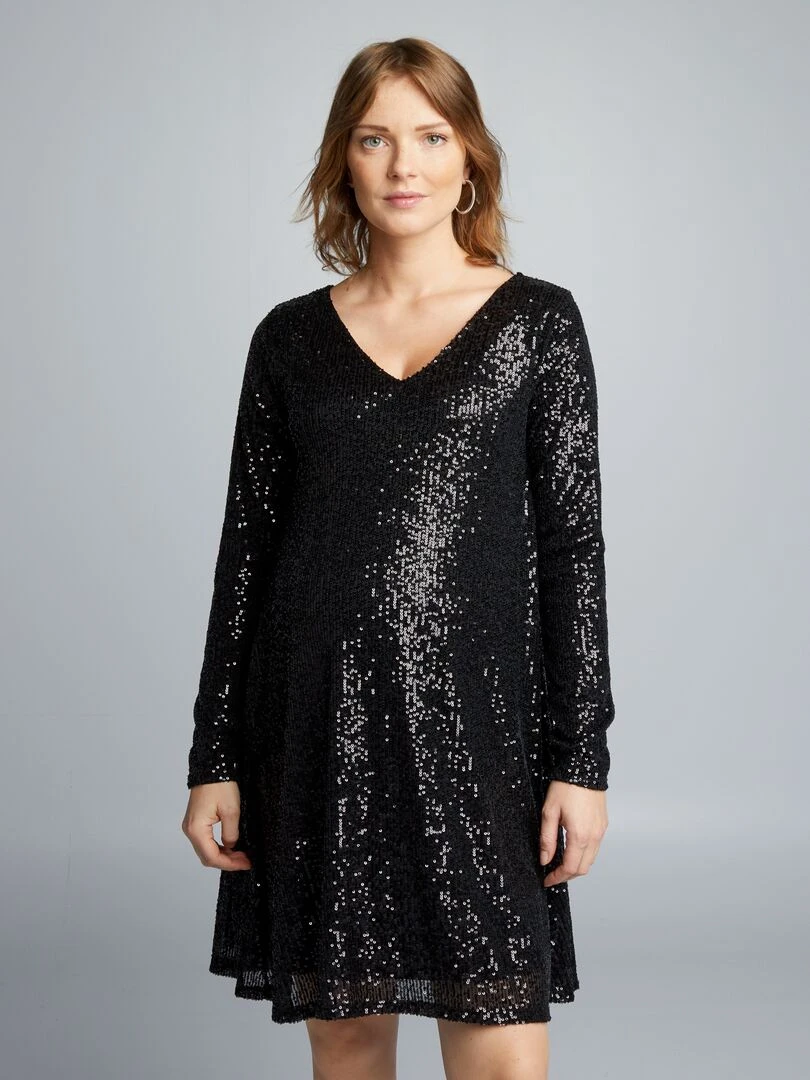 Robe grossesse à sequins NOIR