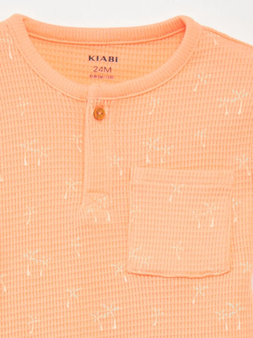 Pyjama short 2 pièces en nid d'abeille Orange