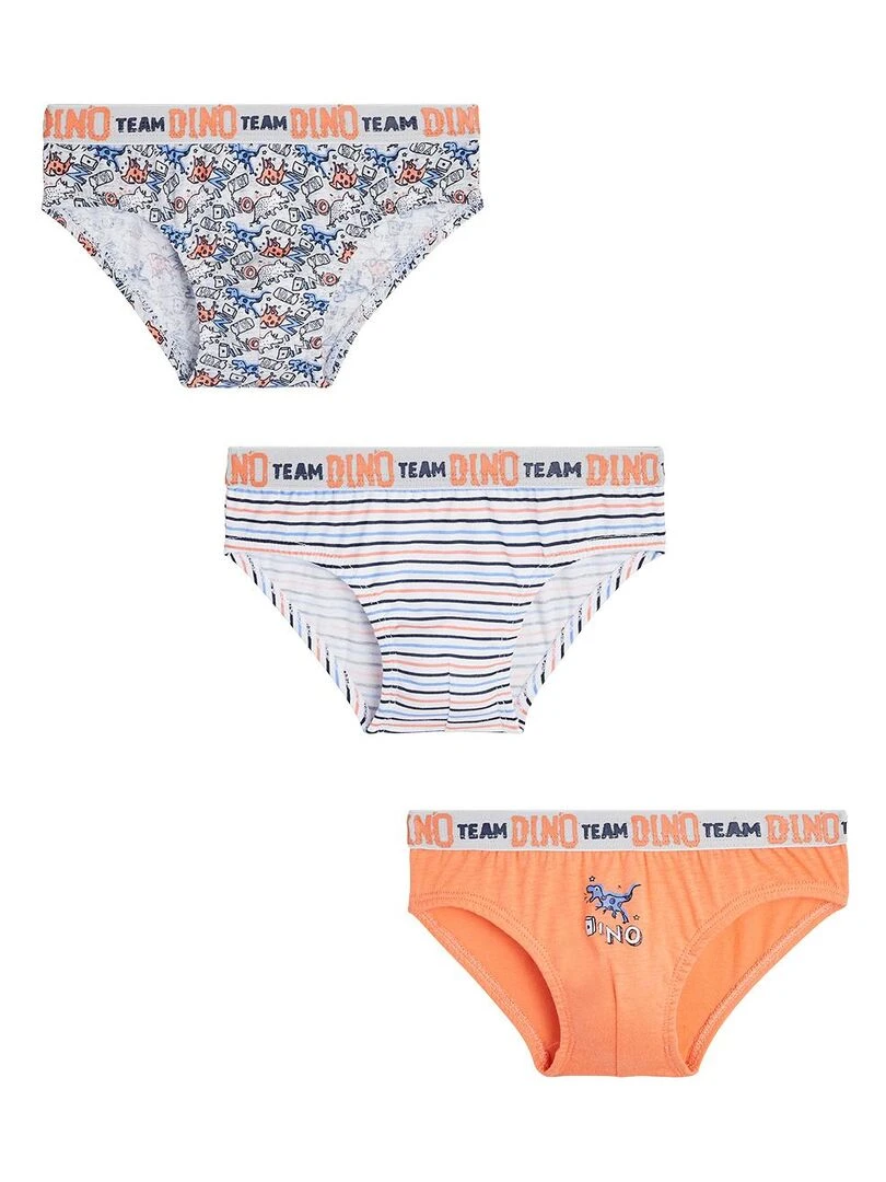 Lot de 3 slips garçon Cool Dino Orange