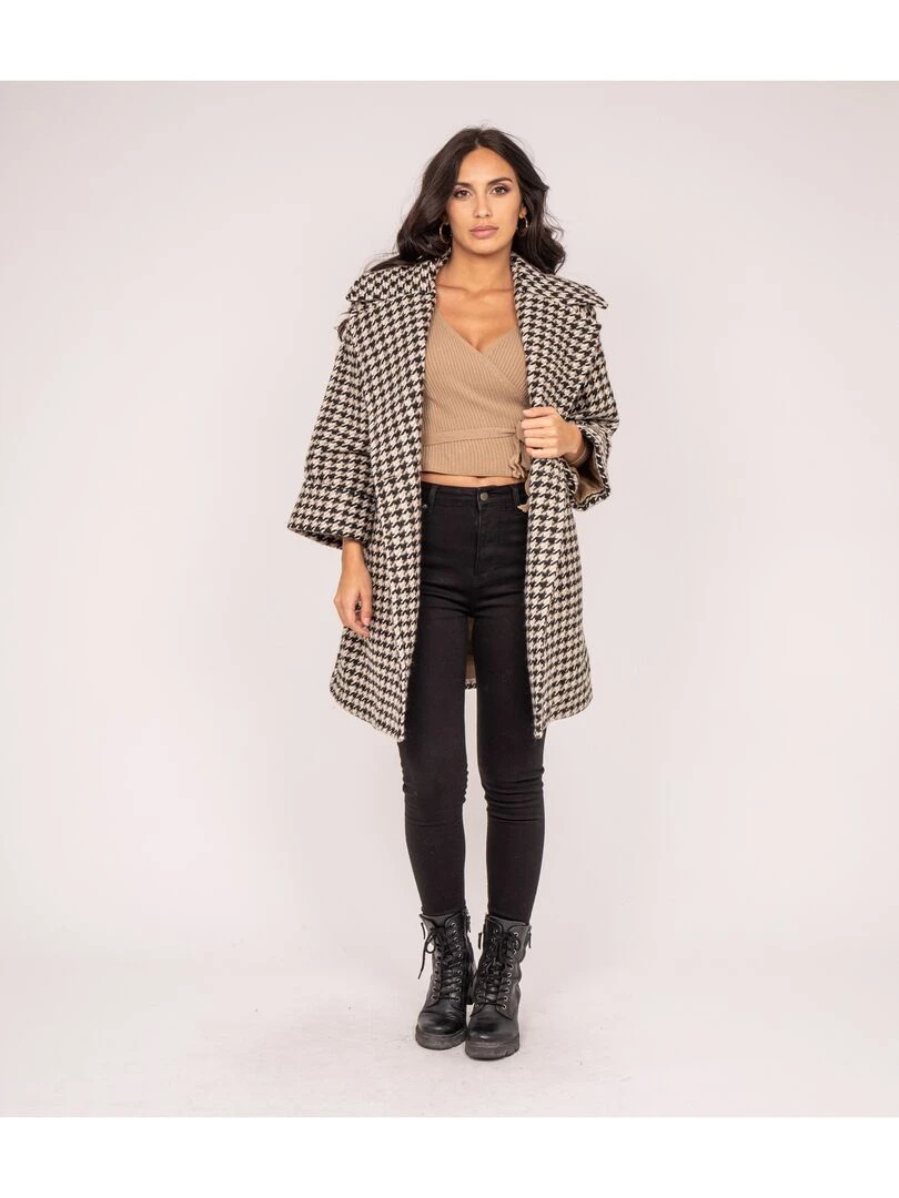 Manteau pied de poule UMAC   Beige