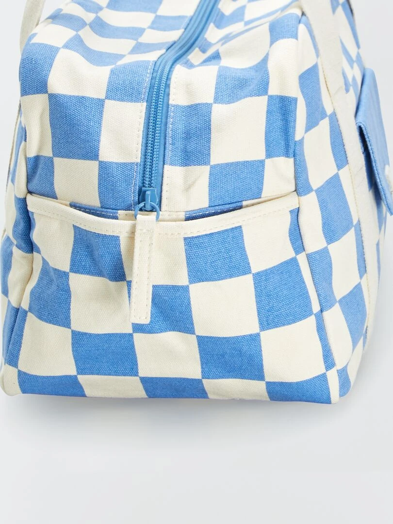 Sac de week end imprimé damier   Bleu