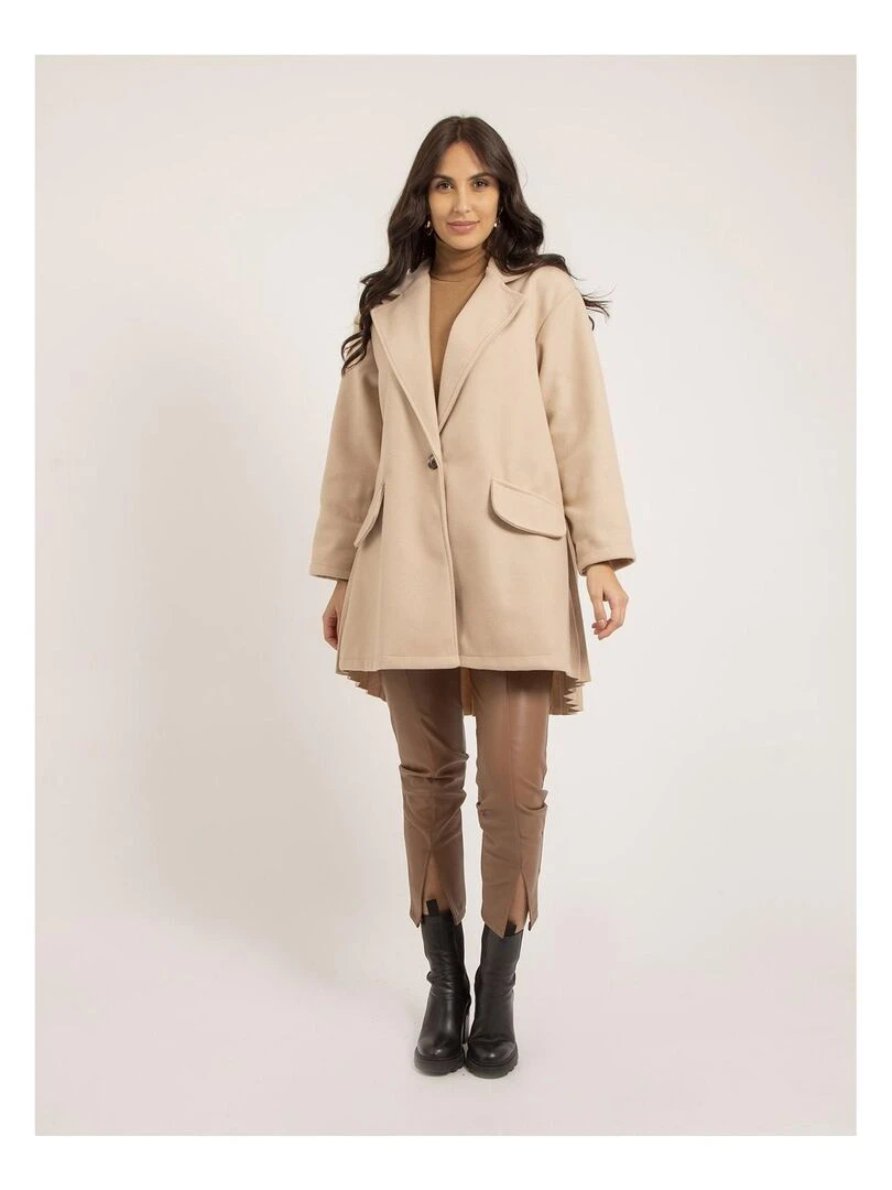 Manteau mi long plissé ULBAD   Beige