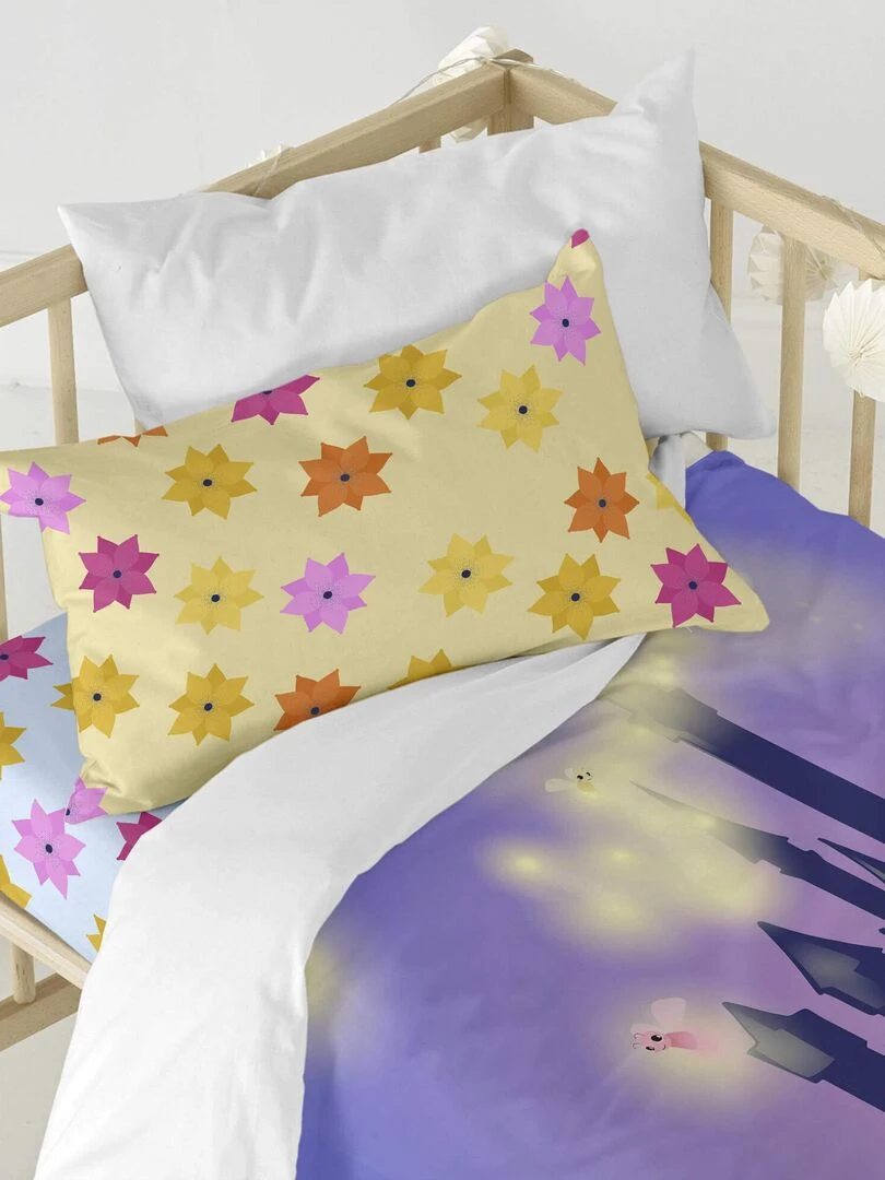 Parure housse de couette 2 pièces Long braid Lit Bébé "Happyfriday"   Jaune