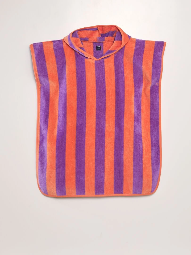 Cape de bain rayée bicolore Violet/orange