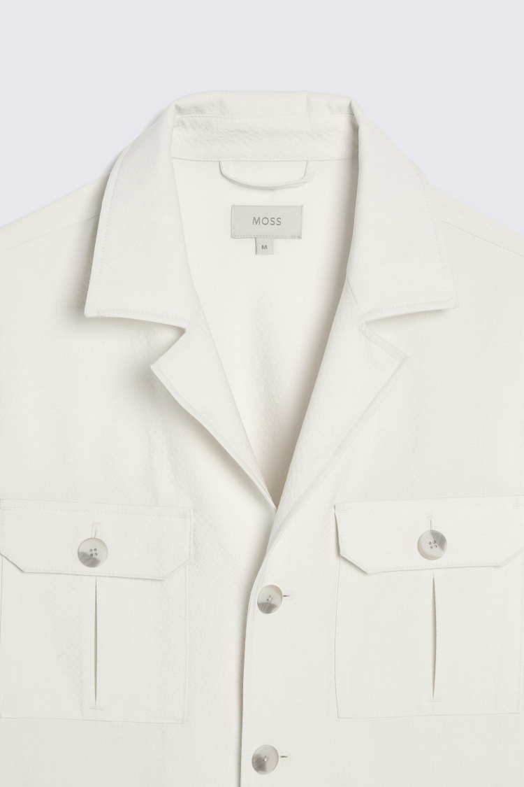 Ecru Seersucker Safari Shacket   Buy Online at Moss