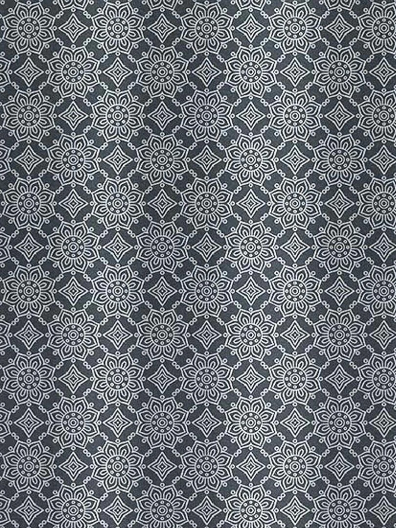 Rideau à pompons et à motifs floraux   Gris clair