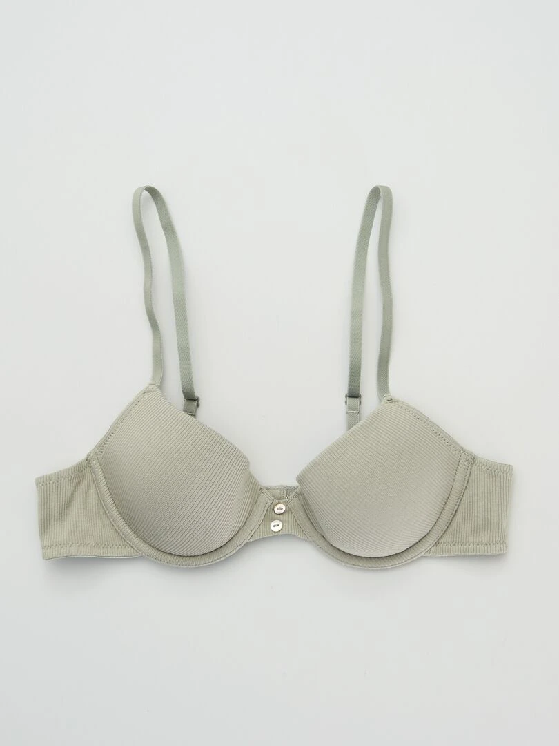 Soutien gorge en maille côtelée Vert lichen