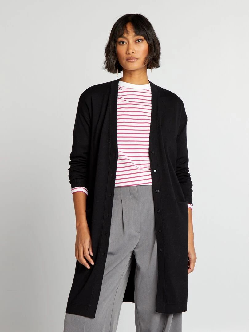 Gilet long boutonné   Noir