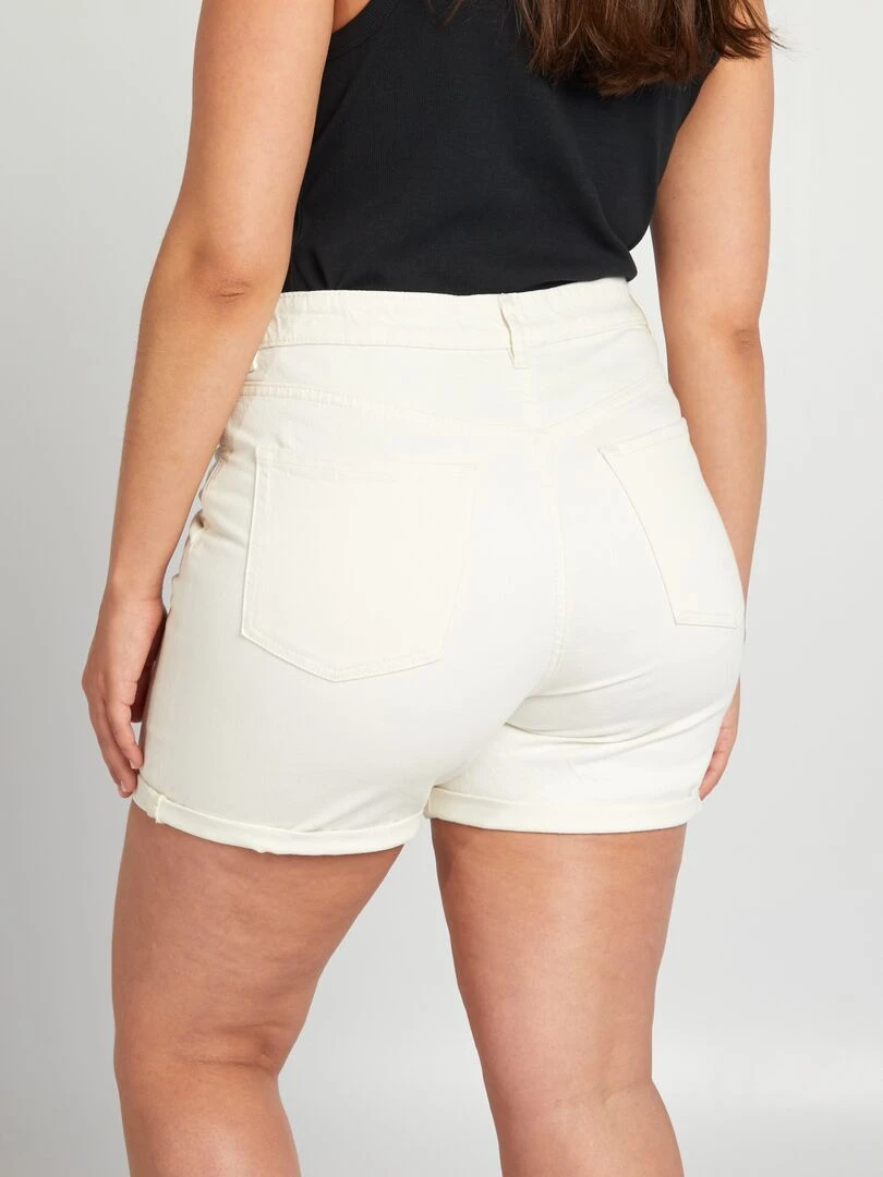 Short en jean à taille haute Blanc