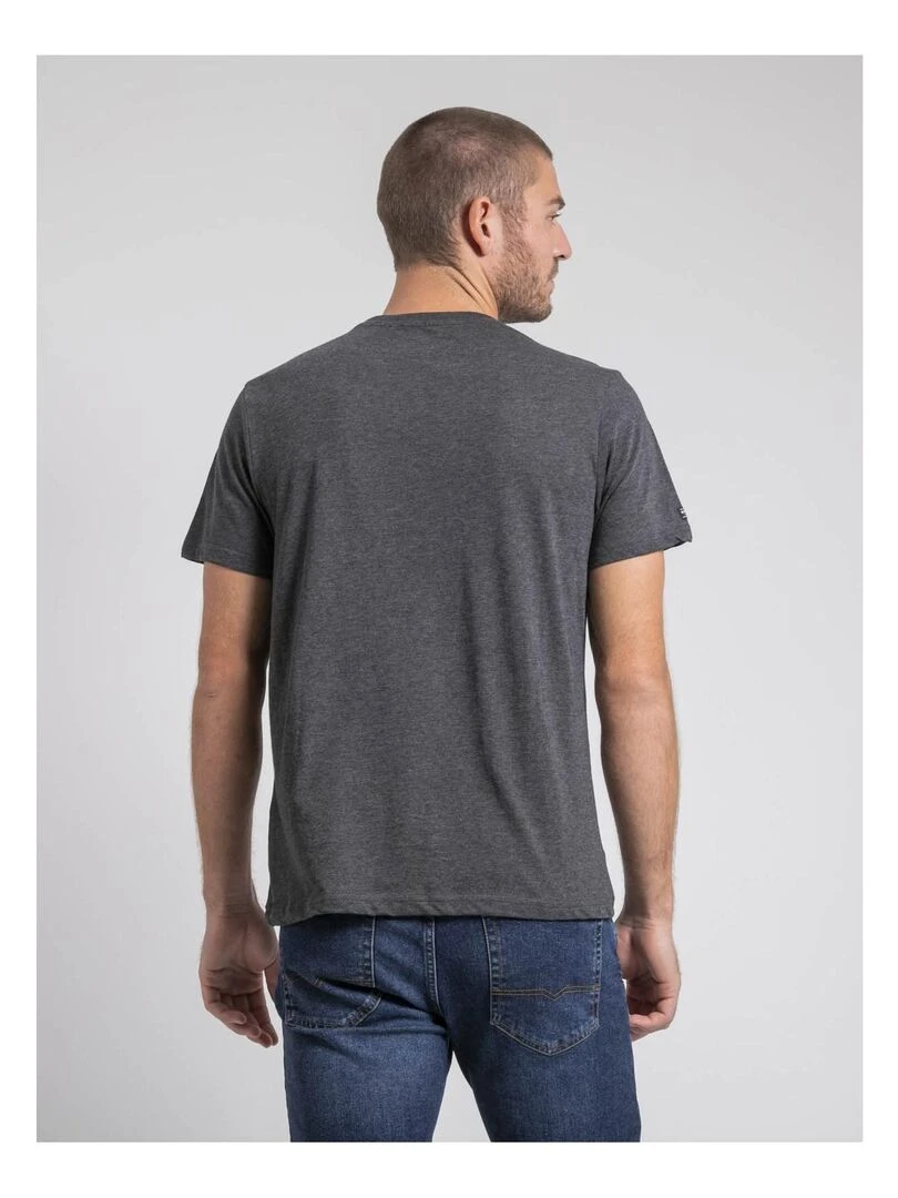 T shirt col rond pur coton JACOSKI Gris foncé