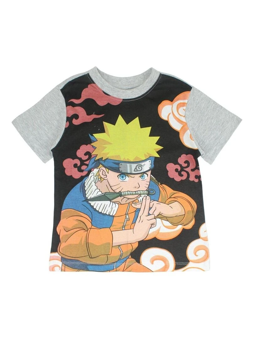 Naruto Ensemble T shirt short garçon Imprimé Naruto Gris