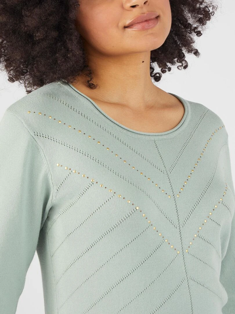 Pull fantaisie fibres viscose Lenzing(TM) EcoVero(TM) Damart Vert jade