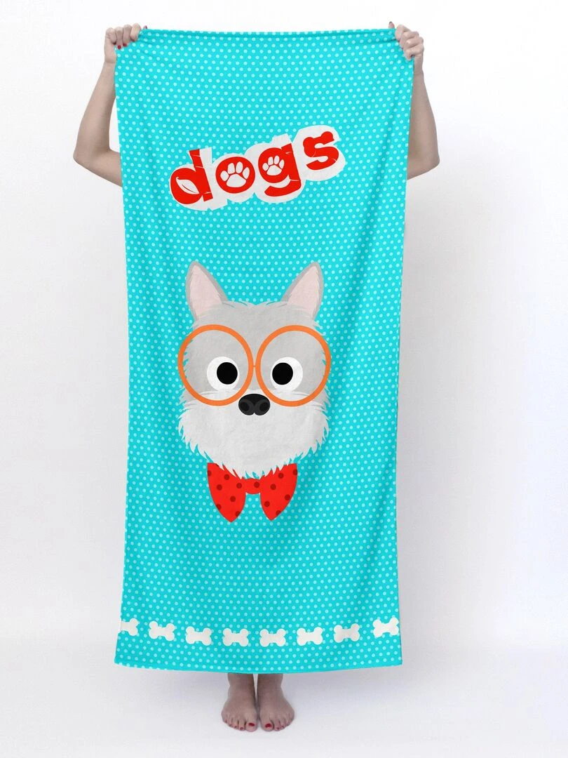 Serviette Dogs "Happyfriday" Blanc