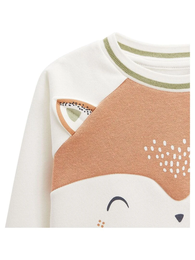 Ensemble bébé sweat shirt et pantalon en molleton Montreal   Ecru